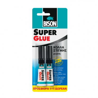 Bison Υγρή Κόλλα Στιγμής Super Glue Xtra Power Μικρού Μεγέθους 2τμχ 3ml (66988)