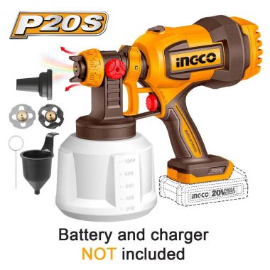 Ingco CSGLI2004 Ηλεκτρικό Πιστόλι Βαφής 20V με Δοχείο 1lt (SOLO)