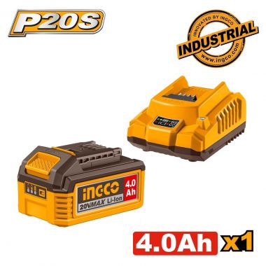 INGCO Σετ Μπαταρίας Λιθίου Χωρητικότητας 4Ah 20V με Φορτιστή