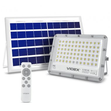VIDEX Ηλιακός Προβολέας LED 50W 1000Lm IP65 – 5000Κ Φυσικό Λευκό